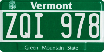 VT license plate ZQI978