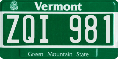 VT license plate ZQI981