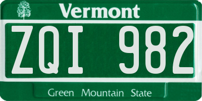 VT license plate ZQI982