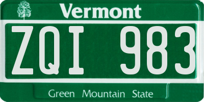 VT license plate ZQI983