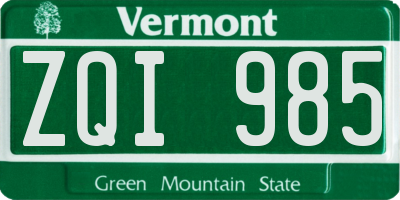 VT license plate ZQI985