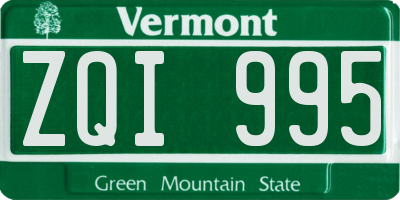 VT license plate ZQI995