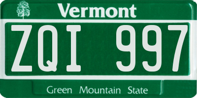 VT license plate ZQI997