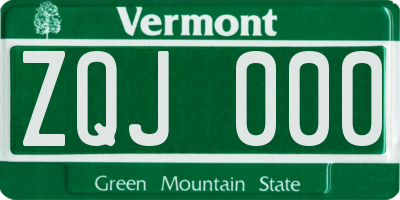 VT license plate ZQJ000