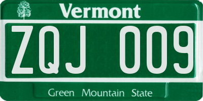 VT license plate ZQJ009