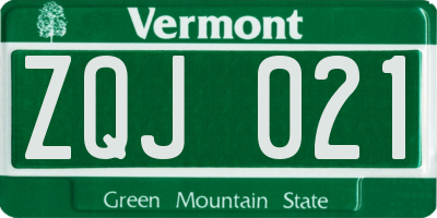 VT license plate ZQJ021