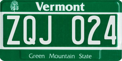 VT license plate ZQJ024