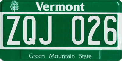 VT license plate ZQJ026