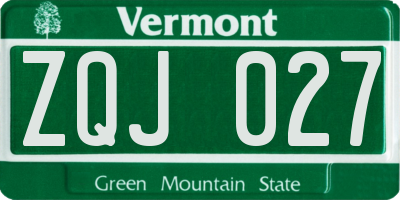 VT license plate ZQJ027