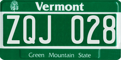 VT license plate ZQJ028