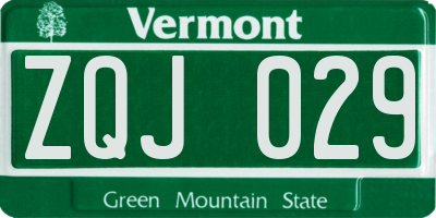 VT license plate ZQJ029