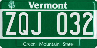 VT license plate ZQJ032