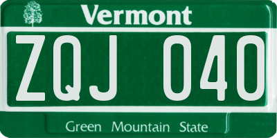 VT license plate ZQJ040