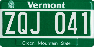 VT license plate ZQJ041