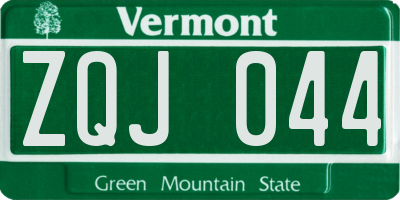 VT license plate ZQJ044