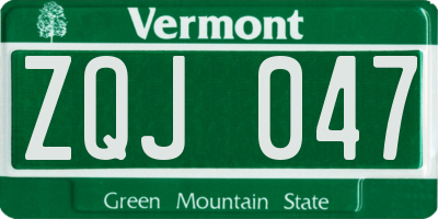 VT license plate ZQJ047