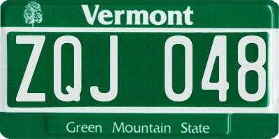 VT license plate ZQJ048
