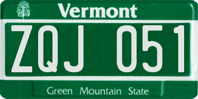 VT license plate ZQJ051