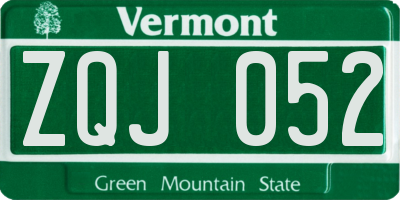 VT license plate ZQJ052
