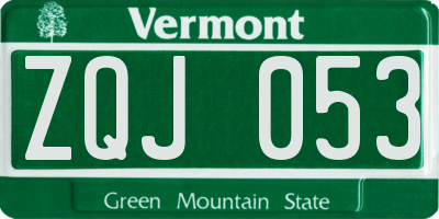 VT license plate ZQJ053
