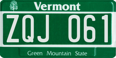 VT license plate ZQJ061