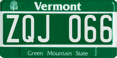 VT license plate ZQJ066
