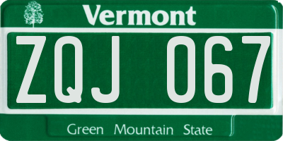 VT license plate ZQJ067