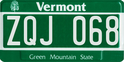 VT license plate ZQJ068