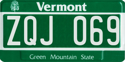 VT license plate ZQJ069