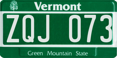 VT license plate ZQJ073