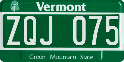 VT license plate ZQJ075