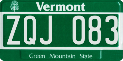 VT license plate ZQJ083