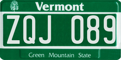 VT license plate ZQJ089