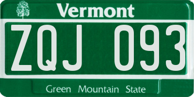 VT license plate ZQJ093