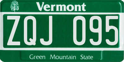 VT license plate ZQJ095