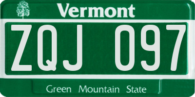VT license plate ZQJ097