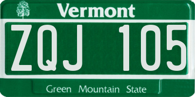 VT license plate ZQJ105