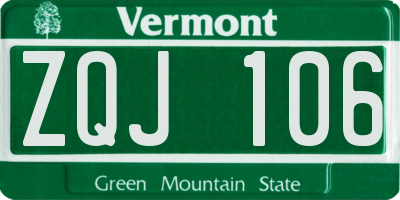 VT license plate ZQJ106