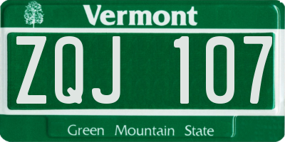 VT license plate ZQJ107