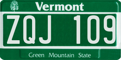 VT license plate ZQJ109