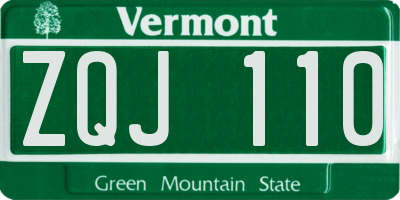 VT license plate ZQJ110
