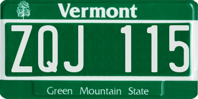 VT license plate ZQJ115