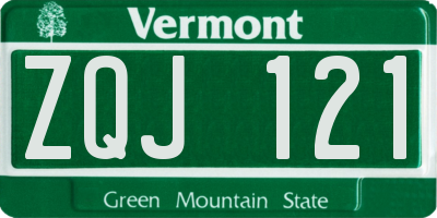 VT license plate ZQJ121