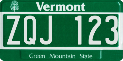VT license plate ZQJ123