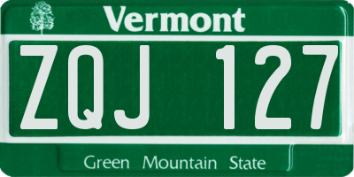 VT license plate ZQJ127