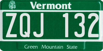 VT license plate ZQJ132