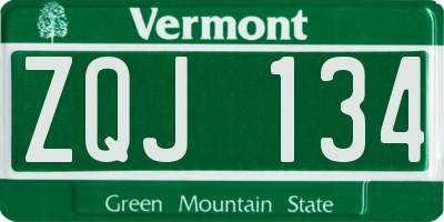 VT license plate ZQJ134