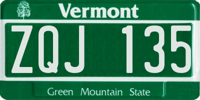 VT license plate ZQJ135