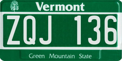 VT license plate ZQJ136