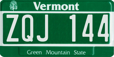 VT license plate ZQJ144